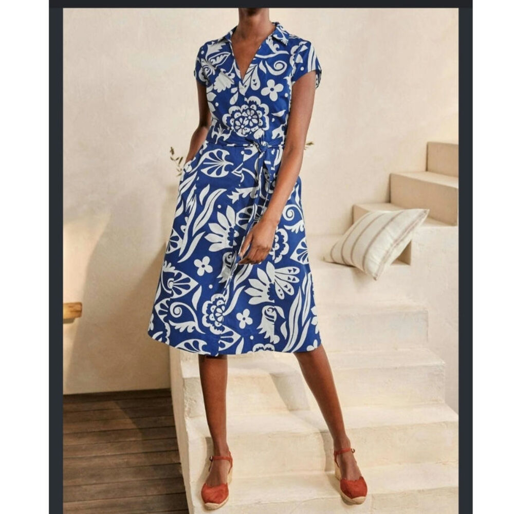 Boden Rowena Blue Shirt Dress Size: 8